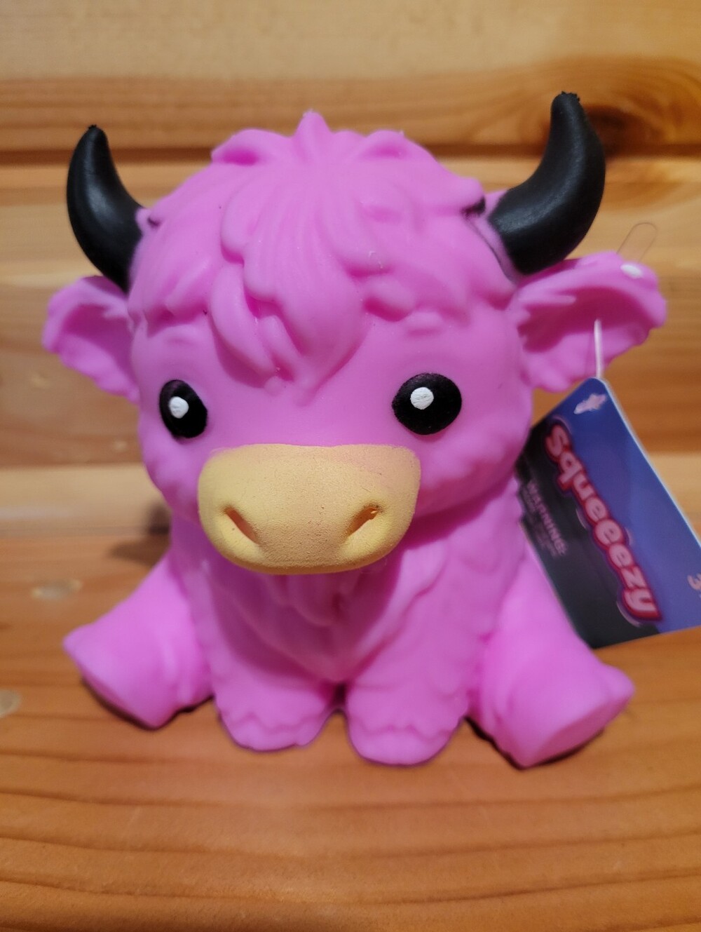 Squeezy Pink Highland Cow Squishy Toy - Soft Squeezable Plush Alternative